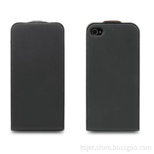 Leather Case for Apple's iPhone 4, with Magnetic Tab, Fine Electronic Embossed Fake Lines